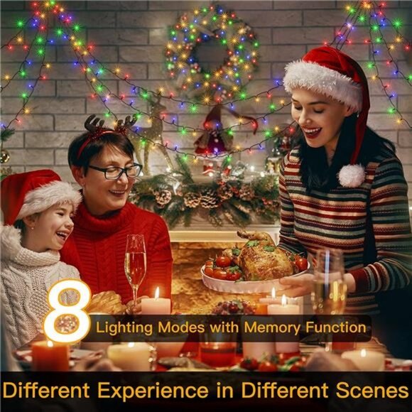 Christmas Lights Outdoor String Lights Plug in 400Led/132ft with Remote - Picture 2 of 6